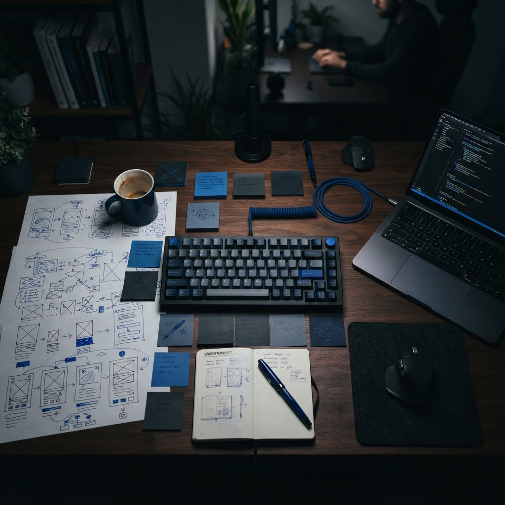 Automation workflow notes on a desk